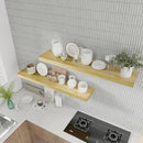 IAE Floating Wall Shelves 55 inch,Bathroom Shelves Wall Mounted,Invisible Shelves Floating Kitchen Shelves,Wooden Wall Shelves with Brackets for Living Room Wall Mounted,Easy Install,Set of 2,Natural by CozyNest Decor