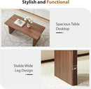 Rectangular Fluted Coffee Table, Farmhouse Wood Coffee Table Mid Century Modern Center Table Boho Living Room Tables for Living Room Office (Walnut, 19.69" D x 43.3" W x 17.72" H)
