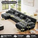 Modular Sectional Sofa U Shaped Sectional Couch, 4 Seater Cloud Couch with Ottoman, Modern Oversized Deep Seat Couches for Living Room, Comfy Chenille Sofa with 6 Throw Pillows, Gray by CozyNest Decor