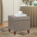 Adeco 17.5" Square Faux Leather Ottoman with Storage - Upholstered PU Foot Rest - Flip Top Footstool with Sturdy Wood Legs, Small Cube Coffee Table Extra Seat for Living Room, Bedroom, Coffee Brown by CozyNest Decor