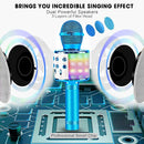 BlueFire 4 in 1 Karaoke Wireless Microphone with LED Lights, Portable Microphone for Kids, Great Toys for Kids, Girls, Boys and Adults (Blue) by TinyTreasures Baby Boutique