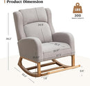 Rocking Chair Nursery, Nursing Rocking Chairs for Mom Nursery, Comfy Wingback Glider Rocking Armchair with Foot Rest and Side Pocket for Nursery Living Room Bedroom, Teddy Grey by TinyTreasures Baby Boutique