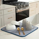 S&T INC. Dish Drying Mat, 16” x 18”, Absorbent Microfiber Kitchen Counter Mat, Dish Drying Pad for Dishes, Utensils, Pots and Pans, Large, Blue Stockinette by CozyNest Decor