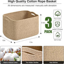 Large Storage Baskets for Organizing Shelves, Woven Cotton Rope Bins for Baby Nursery Organization, Book Toy Towel Organizer, 17"x13"x9.5", 3 Packs, Brown by TinyTreasures Baby Boutique