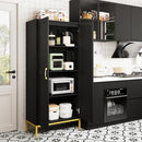 Tall Storage Cabinet, Kitchen Pantry Cabinet with 2 Doors & Adjustable Shelves for Laundry Room, Living Room, Entryway,Bathroom,Black by CozyNest Decor