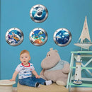 3D Ocean Animals World Wall Stickers Glow in The Dark, 4 Pcs Sharks Turtles Jellyfishs Removable Decals for Kids, Vinyl Stickers for Ceiling (Blue) by CozyNest Decor