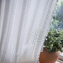 Sutuo Home Boho Sheer Curtain 108 Inches Long, Crochet Lace with Bohemian Hollow Knitted Handmade Tassels,Vintage Farmhouse Window Treatment for Bedroom, Rod Pocket, 1 Panel 59" W x 108" L, White by CozyNest Decor