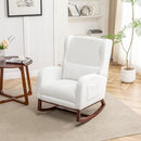 Rocking Chair Nursery,Teddy Nursery Rocking Chairs with Foot Rest, Sherpa Nursing Chair Glider Rocker with Wingback and Pillow for Living Room, Bedroom, White by TinyTreasures Baby Boutique