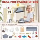 ANPABO Play Kitchen for Kids, Wooden Kitchen Playset w/Real Lights & Sounds, Coffee & Ice Maker, Microwave, Stove, 30Pcs Accessories Include Play Food, Pretend Play Set for Boys & Girls, Yellow by TinyTreasures Baby Boutique