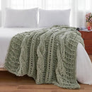 Esterra Chunky Knit Blanket Throw 50"x60", 100% Hand Knitted Chenille Throw Blanket, Cozy Soft Thick Cable Knit Throw Large Rope Knot Crochet Throw Blanket for Sofa Couch Bed, Sage Green by CozyNest Decor