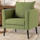 Barrel Accent Chair with Back Pillow, Large Upholstered Armchair with Solid Wood Legs Modern Reading Chairs for Living Room Bedroom by CozyNest Decor