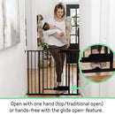 Ingenuity Easy Open Baby Gate & Dog Gate, Hands-Free Open Patent-Pending Foot Pedal, 27.5"-52" Wide, 28" Tall, Hardware or Pressure Mounted, Install in Doorway, Bottom of Stairs, or Wall - Espresso by TinyTreasures Baby Boutique