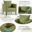 Barrel Accent Chair Set of 2 with Back Pillow, Large Upholstered Armchair with Solid Wood Legs Modern Reading Chairs for Living Room Bedroom by CozyNest Decor