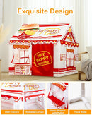 Kids Play Tent, Toddler Tent for Kid Indoor & Outdoor, 48.5"x39.4"x48.5" Playhouse Tent Burger Theme with Complete Toys Set, 3 Window, Lights and Balloons by TinyTreasures Baby Boutique
