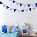 Pinkblume Silver Blue Double Sided Sequin Fabric Triangle Pennant Banner Flag Bunting Garland for Nautical Ahoy Anchor Theme Nursery Home Classroom Wall Decor by GreenHaven Gardens