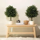 Premium 16" Diameter Artificial Cypress Topiary – Set of 2 Faux Plants in Beige Decorative Planters – UV-Resistant, Weatherproof, Realistic Outdoor & Indoor Greenery by GreenHaven Gardens