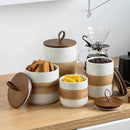 Large Storage Containers with Lids, Ceramic Coffee Container Kitchen Food Storage Jars for Spice Sugar Tea Bag, Stackable Decorative Jars for Counter, White & 61oz by CozyNest Decor