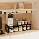 Expandable Spice Rack,Stackable Storage for Cabinet, Multi-Functional Kitchen Shelving,Height-Adjustable,Sustainable Organizer Solution(2Packs/Black/Large) by CozyNest Decor