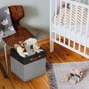 HNZIGE Storage Baskets for Organizing, Set of 4, Square Fabric Storage Cubes Bins 13 x 13, Collapsible Black Storage Bins for Shelves, Closets, Nursery, Home, Office (Black&Grey) by CozyNest Decor