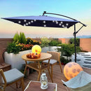 8x8FT Patio Umbrella, Outdoor Offset Umbrella with Cross Base and Crank, Square Cantilever Umbrella with Solar Lights, Hanging Market Umbrella with 8 Rids for Pool, Deck, Backyard (Navy Blue) by GreenHaven Gardens