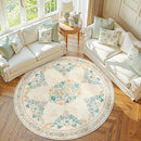 jinchan Round Rug 6ft Area Rugs Vintage Floral Distressed Design,Machine Washable Soft Non-Slip Low-Pile Ultra-Thin Circle Rug for Bedside Living Room Dining Room Bedroom (6' Round, Apricot Multi) by TinyTreasures Baby Boutique