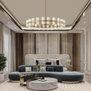 Modern 48 inch Gold Round Chandelier Light Fixture,Crystal Chandeliers for Dining Room,Living Room, Wagon Wheel Chandelier Over Table, Chandeliers for Bedroom,Foyer,G4 Bulbs Included by CozyNest Decor