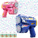 2 Pack Bubble Guns for Kids, LED Light Up Rechargeable Bubbles Machine Blower with 4 Bottles Refill Solution, Toddlers 4-8 Wedding Birthday Easter Party Gift by TinyTreasures Baby Boutique