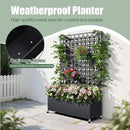 Metal Planter Box with Trellis Privacy Screen, Raised Garden Bed with Dots Trellis & Wheels, Privacy Planters for Patio, Planter Box for Climbing Plants, Flower, 73"x 47"x 16", Black by GreenHaven Gardens