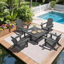SERWALL Patio Coffee Table, HDPE Rectangle Outdoor Coffee Table Set of 2, Grey by CozyNest Decor