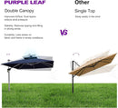 PURPLE LEAF 10 Feet Double Top Deluxe Solar Powered LED Square Patio Umbrella Offset Hanging Umbrella Outdoor Market Umbrella Garden Umbrella, Navy Blue by GreenHaven Gardens