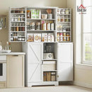 HOMCOM 72" Farmhouse Kitchen Pantry Cabinet, Freestanding Tall Storage Cabinet with 4 Barn Doors, 4 Adjustable Shelves and 8 Door Shelves, Embossed White Wood Grain by CozyNest Decor