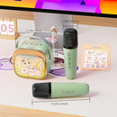 J&D Mini Karaoke Machine for Kids Adults, Portable Bluetooth Speaker with 2 Wireless Mics and Cat Sticker for Girls Boys Age 3–10 Birthday Gifts Princess Toys, Colorful LED, Green by TinyTreasures Baby Boutique