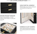 AKOZLIN Jewelry Box Organizer Functional Leather Jewelry Storage Case for Women Girls Ring Necklace Earring Bracelet Holder Organizer with Mirror Black by TinyTreasures Baby Boutique