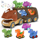 Veslier Dinosaur Car Toy for 2 3 4 5 Years Old Boys, Friction Power Carrier Truck with 4 Pack Small Pull Back Dino Car, Christmas Birthday Gift for 18+ Months Boy Girl Kids Toddlers by TinyTreasures Baby Boutique