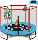 Pink Indoor Trampoline for Kids 2-5, 5ft Mini Indoor & Outdoor Small Toddler Trampoline with Net and Basketball Hoop by TinyTreasures Baby Boutique