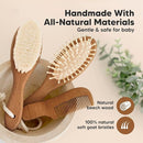 Baby Hair Brush and Comb Set for Newborn - Wooden Baby Hair Brush Set with Soft Goat Bristle, Baby Brush Set for Newborns,Baby Brush and Comb Set Girl, Boy,Toddler Cradle Cap Brush (Oval, Dark Walnut) by TinyTreasures Baby Boutique