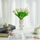Mandy's Artificial Tulips 12 Stems White Partially Open PU Faux Flowers for Wedding Home Decor 13.5 Inch by CozyNest Decor