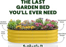 Galvanized Raised Garden Beds Outdoor // 4×2×1 ft Planter Raised Beds for Gardening, Vegetables, Flowers (Yellow) // Large Metal Garden Box by GreenHaven Gardens