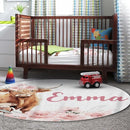 Personalized Baby Crib Bedding Set for Baby Girls, Pink Highland Cow Pattern Custom Name Baby Crib Sets 5-Pcs, Toddler Double Layer Blanket Fitted Sheets Changing Pad Cover Rug Wall Art Set by TinyTreasures Baby Boutique