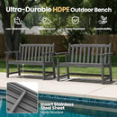 Ciokea 44" Outdoor Bench, HDPE Weatherproof Garden Bench, 2-Person Porch Benches with 550 Lbs, Waterproof Patio Benches for Outside Balcony Deck Backyard, Dark Grey by GreenHaven Gardens
