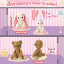 Crochet Kit for Beginners, Bunny and Bear Crochet Animal Kit with Step-by-Step Video Tutorials, Crocheting Kit for Starters, Beginner Crochet Kit for Kids and Adults, DIY Stuffed Animal Knitting Kit by TinyTreasures Baby Boutique