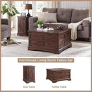 JXQTLINGMU Farmhouse Nightstand Set of 2 with Charging Station, 17" D Rectangular End Table with Barn Door & Adjustable Storage Shelf, Wood Rustic Sofa Side Table for Living Room, Bedroom, Brown by CozyNest Decor