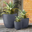 Kante 18",14",10" Dia Concrete Round Planters (Set of 3), Outdoor Indoor Large Planter Pots with Drainage Hole and Rubber Plug for Home Patio Garden, Charcoal by GreenHaven Gardens