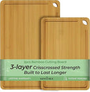 Chopping Board 2-Pcs Natural Bamboo Cutting Board With Juice Channels & Knife-Friendly Finish For Versatile Kitchen Use, Ideal Charcuterie & Chopping Multi-Use by CozyNest Decor