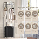 Coat Rack with Laundry Basket, Laundry Hamper Freestanding Hall Tree, Clothes Rack with Storage Shelves, 14.5 Gal Removable Bags on Wheels, Black JLH005B by CozyNest Decor