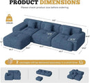 122" Modern L Shaped Modular Sectional Sofa, Boneless Couches for Living Room with Ottoman,4 Seater Convertible Chenille Cloud Couch Sofa Set, No Assembly Required, Blue 1 PCS by CozyNest Decor