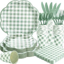 350 Pcs Sage Green Gingham Paper Plates and Napkins Party Supplies - Sage Green and White Checkered Plates Scalloped Plaid Plate for Birthday Dinner Picnic BBQ Party Decorations, Serve 50 Guests by CozyNest Decor