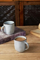 famiware Coffee Mugs Set of 4, Ocean Square 13oz Coffee Cup Set with Handle for Cocoa, Milk, Hot Chocolate, Tea, Water, Stoneware Cups for Kitchen, Microwave and Dishwasher Safe, Grey by CozyNest Decor