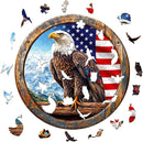 KAAYEE Wooden Puzzles for Adults, 3D Vision Effect Bald Eagle Wooden Jigsaw Puzzle Unique Shape Wood Puzzle Adult, Flat Puzzle Birthday Fathers Family Game (S-8.5 * 8.5in-100pcs) by TinyTreasures Baby Boutique