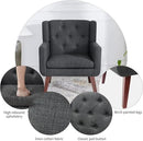 Accent Chair Button-Tufted Upholstered Living Room Chairs Comfy Reading Chair Mid Century Modern Chair with Linen Fabric Lounge Arm Chairs for Living Room Bedroom (Grey Set of 2) by CozyNest Decor